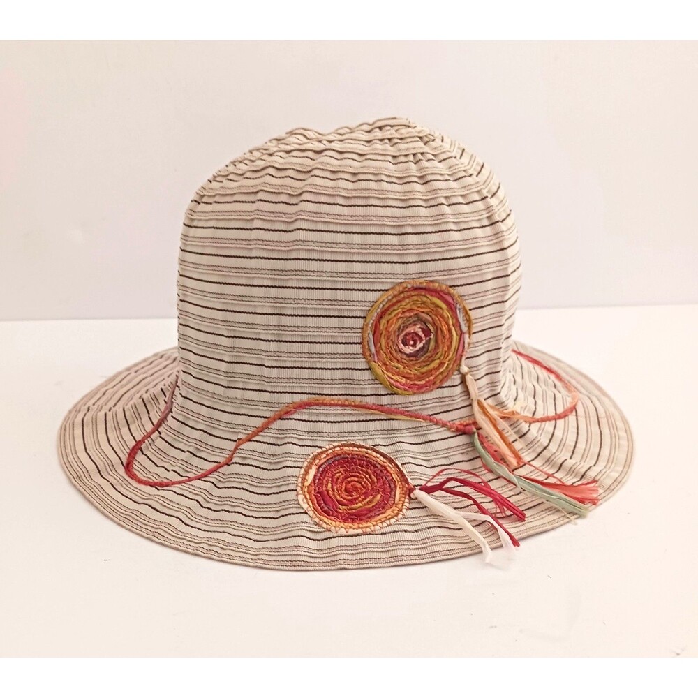 Alessandra Bacci Firenze Wide Brim Bucket Embroidered Made in Italy O/S